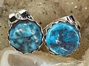 Native American Mojave Turquoise 6mm Stud Earrings Sterling Silver 925 NWT